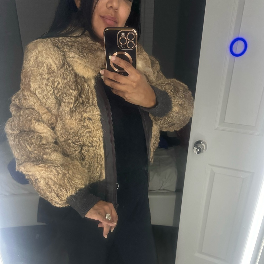 Dino Ricco Vintage Brown Authentic Rabbit Fur Coat size Medium